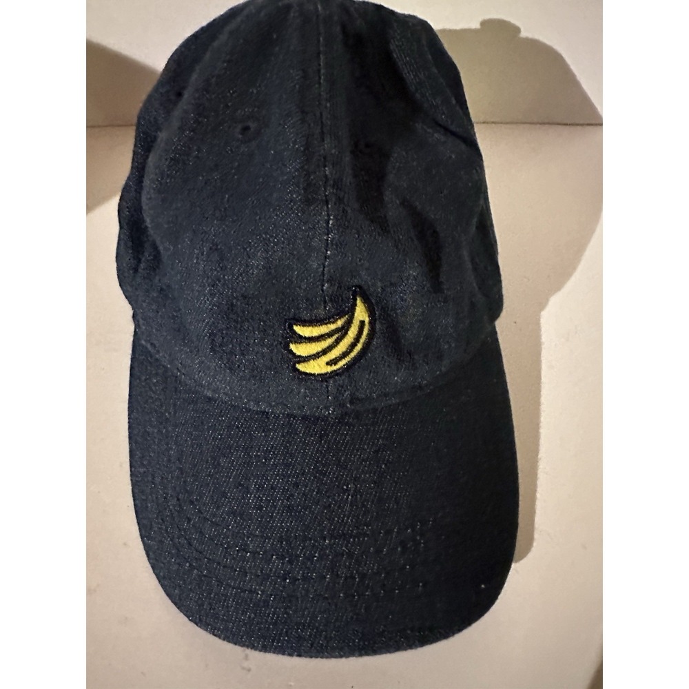 Old Navy Banana Hat Baseball Cap Blue Denim Unisex Adjustable Silver Buckle EC